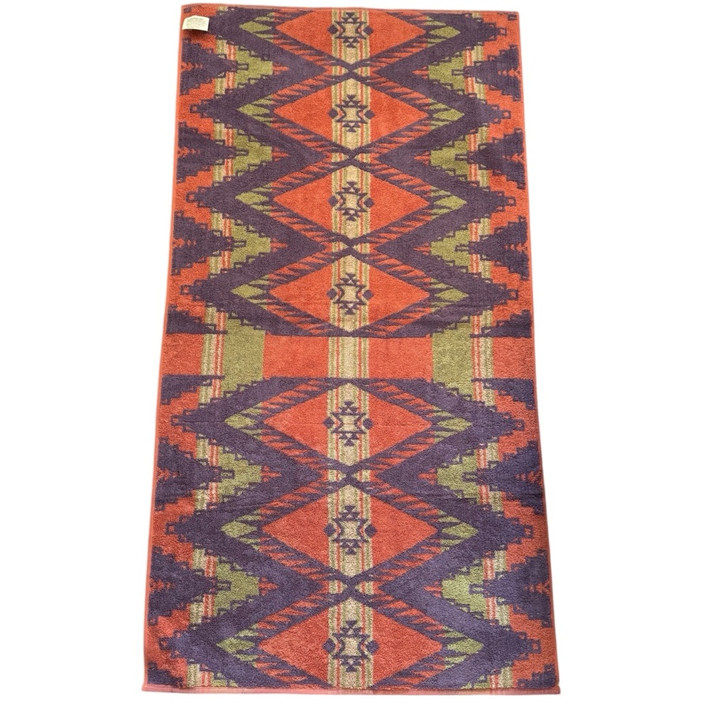 Vintage Ralph Lauren Geometric Patterned Southwest Cotton Towel USA Deadstock